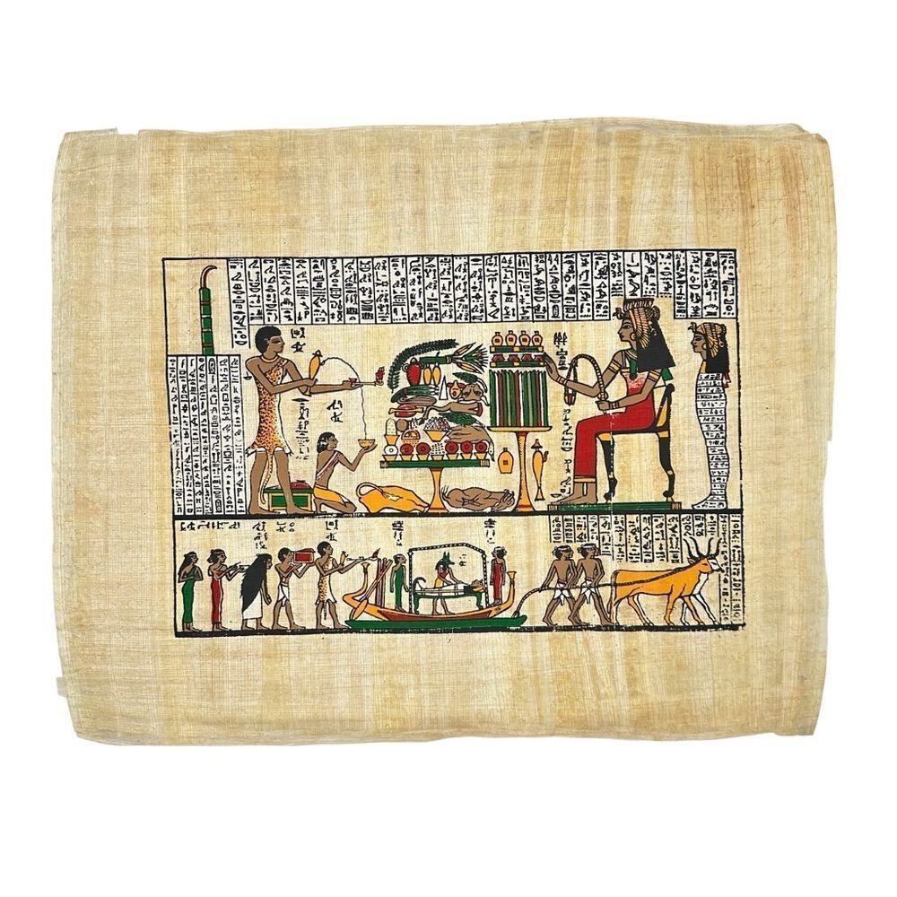 Vintage Egyptian Papyrus Painting Book of the Dead Anubis Osiris Hieroglyphics